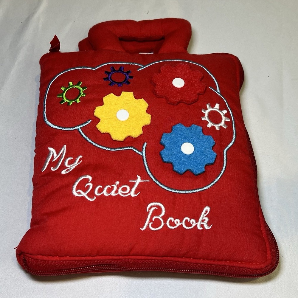 DEMOCA Red My‎ Quiet Book Soft with Carrying Handle Basic Fine Motor Skills EUC